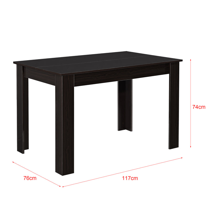 Schizzo in scala Tavolo da Pranzo Rettangolare con Gambe a Forma di L 117 x 76 x 74 cm Tavolo da Cucina in Design Moderno - Color Noce Scuro Lucido
