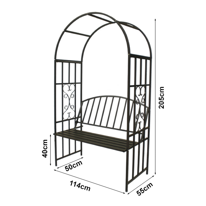Schizzo in scala Pergola Arcuata Barile con Panchina Integrata - Nero casa.pro