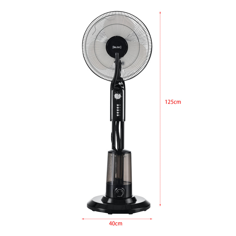 Schizzo in scala Ventilatore a Piantana con Nebulizzatore con 3 Velocitá e Modalitá Oscillazione con Inclinazione Testa Motore 75W Timer a 60 min. - Nero