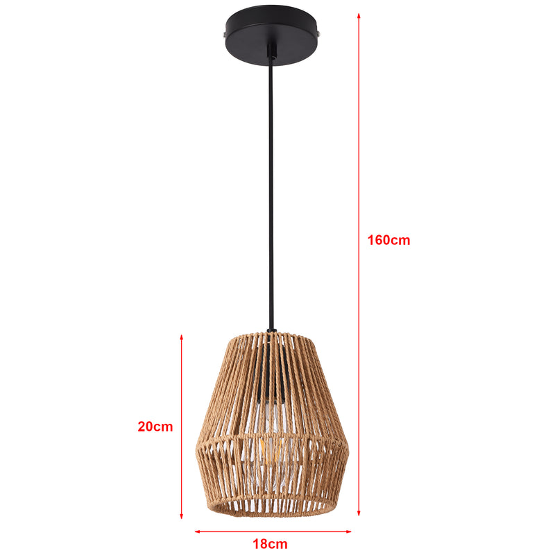 Schizzo in scala Lampada a Sospensione Liverpool con Paralume Fatto con Corda - Beige lux.pro