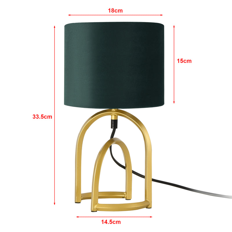 Schizzo in scala Lampada da Comodino Smethwick con Paralume Cilindrico Verde Scuro - lux.pro