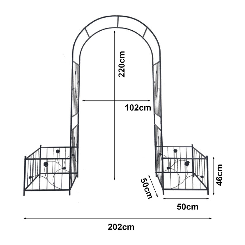 Schizzo in scala Pergola Arcuata Barisciano con Recinti per Piantare - Nero casa.pro