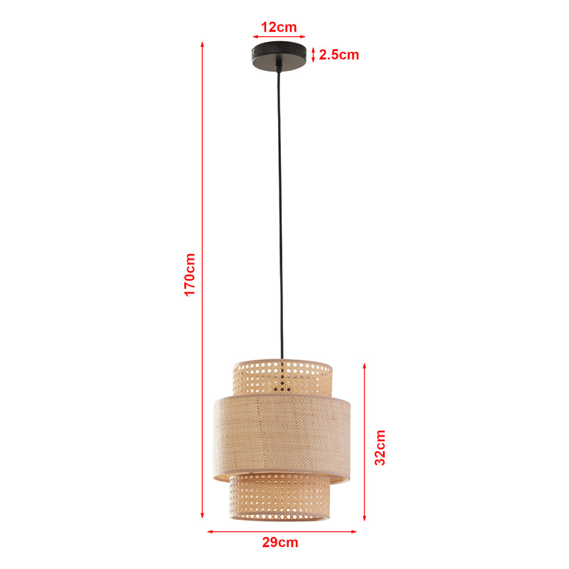 Schizzo in scala Lampada a Sospensione Biggar a Paralume Cilindrico Doppio Ø29 cm - Beige lux.pro