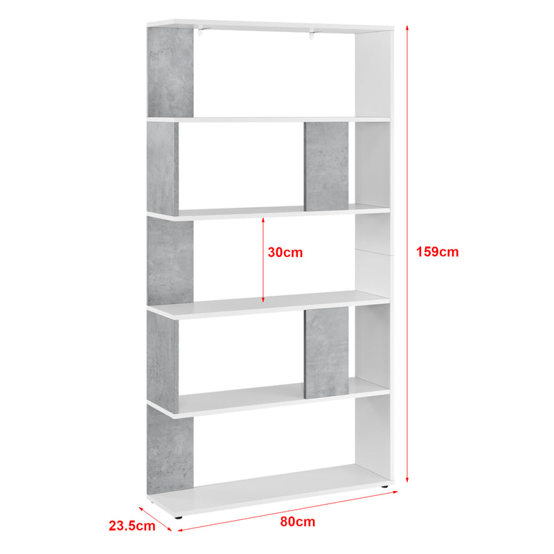 Schizzo in scala Libreria a 5 Ripiani 159 x 80 x 23,5 cm Scaffale in Design Moderno Mobile Divisorio Portaoggetti/Organizzatore per Soggiorno - Vari Colori