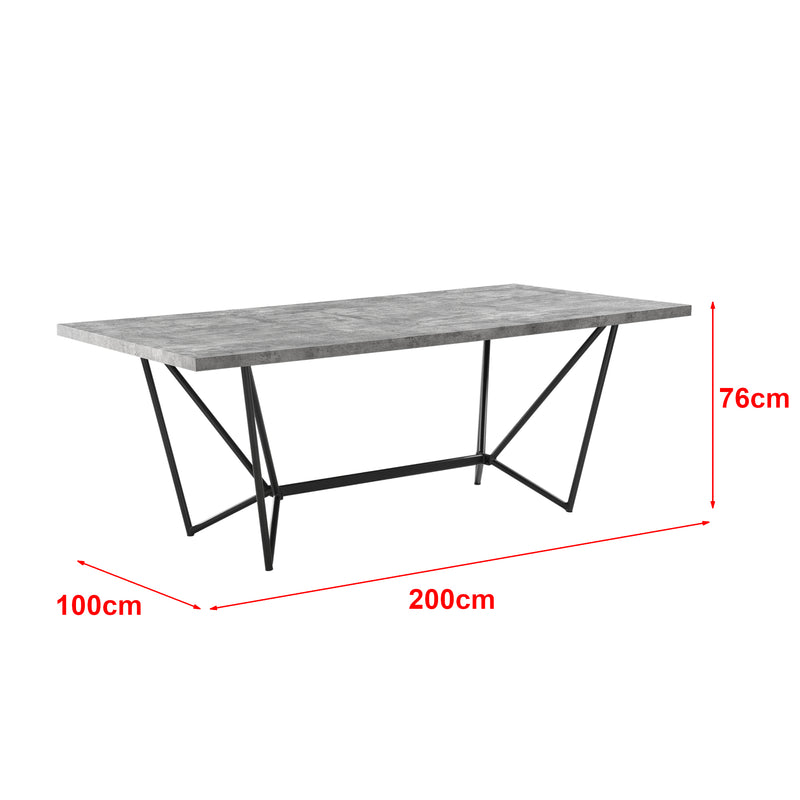 Schizzo in scala Tavolo da Sala Pranzo (LuxLaxA) 200x100x76 cm Tavolo da Cucina Fino a 8 Posti - Gambe di Design in Acciaio Nero e Piano Tavolo in MDF - Vari Colori