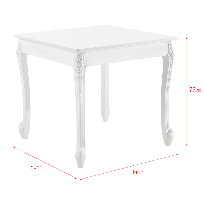Schizzo in scala Tavolo da Pranzo Bianco in Stile Barocco con Decoro Floreale Tavolo Quadrato con Gambe di Plastica Tavolo da Sala Pranzo Fino a 2/4 Posti - Varie Misure