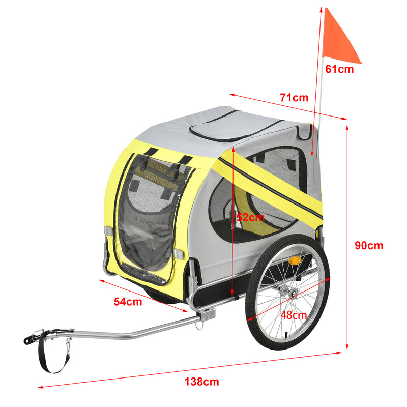 Schizzo in scala Rimorchio per Bicicletta per Trasporto Cani 138 x 71 x 90 cm Carrello per Trasporto Animali Domestici Carico Max.26 kg - in vari colori