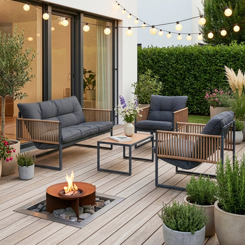 Set Salottino da Giardino Karg di 4 Mobili Tavolino Divano e 2 Poltrone casa.pro