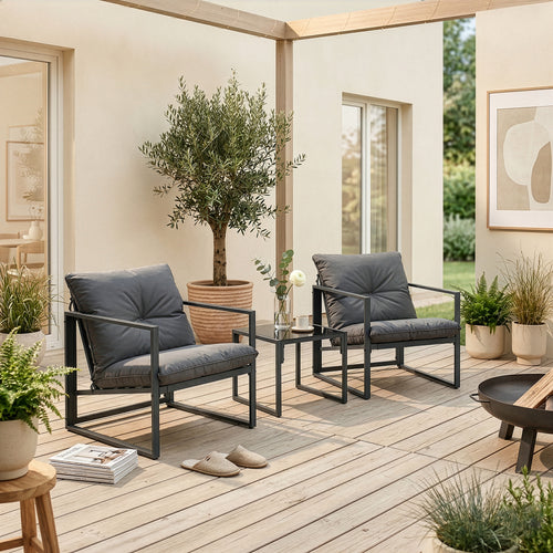 Set Salottino da Giardino Karg di 3 Mobili Tavolino e 2 Poltrone - casa.pro