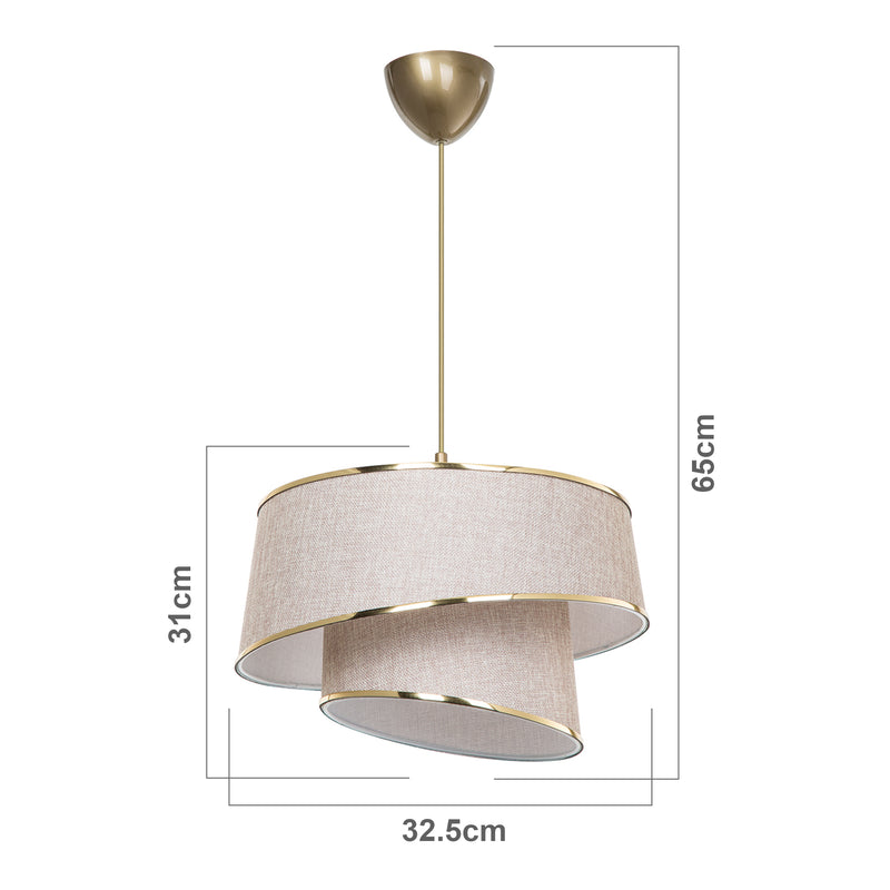 Schizzo in scala Lampada a Sospensione Wigan con Paralume Cilindrico lux.pro