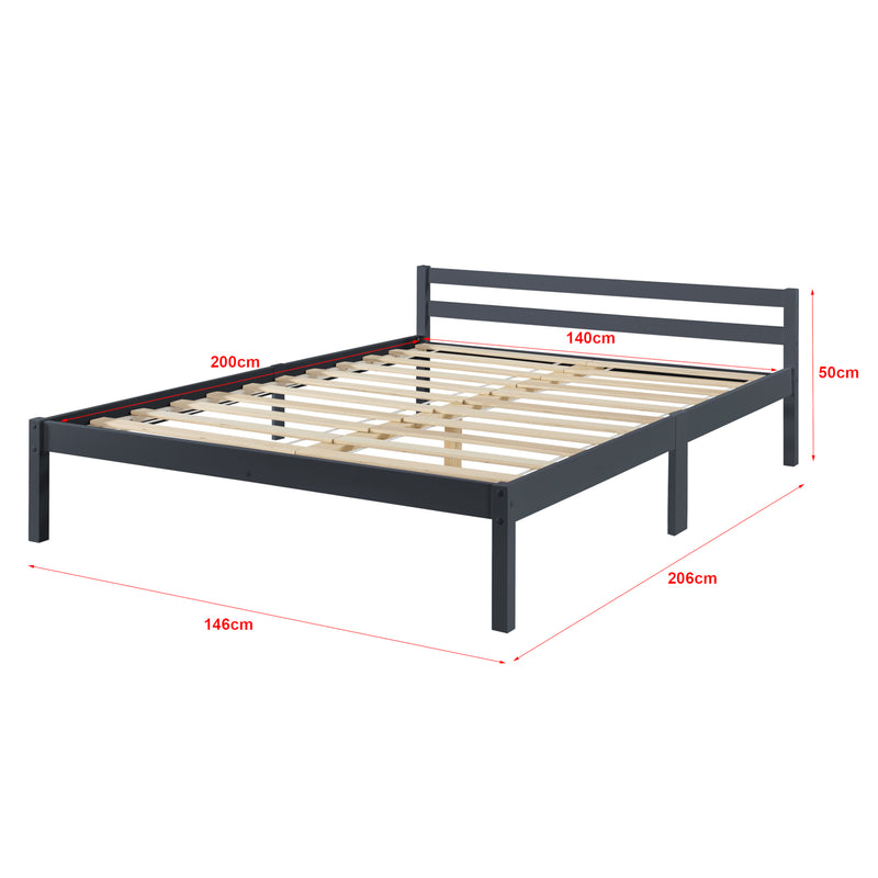 Schizzo in scala Struttura Letto in Legno di Pino 90/100/120/140/160 x 200 cm con Testiera Bassa Letto Singolo / Francese / Matrimoniale in Design Minimal - Vari Colori