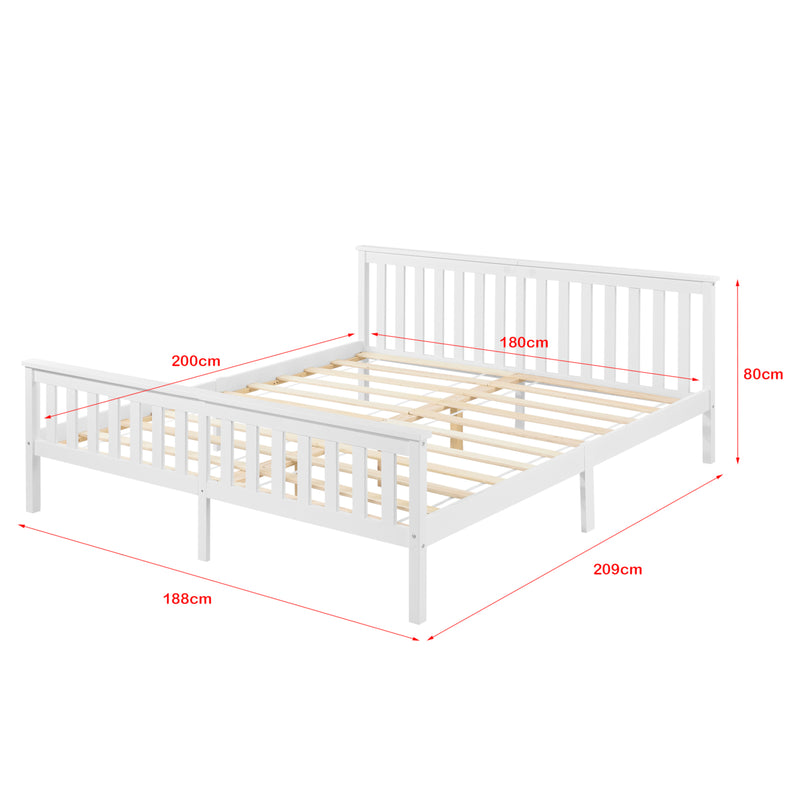 Schizzo in scala Letto Singolo/Francese/Matrimoniale in Legno di Pino con Materasso Ipoallergenico 90/100/120/140/160/180 x 200 cm Letto con Testiera e Pediera Alte - Vari Colori