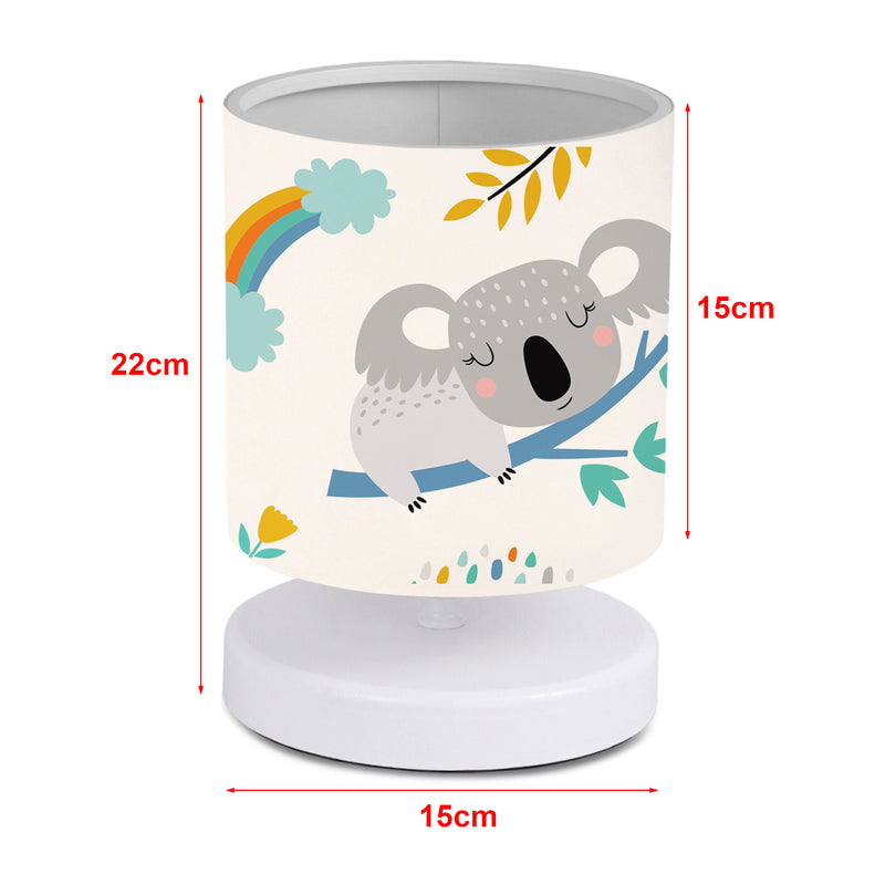 Schizzo in scala Lampada da Comodino per Cameretta 'Maidstone' Lampada da Tavolo con Paralume Cilindrico in Tessuto Lampada Disegnata per Bambini - Vari Motivi - lux.pro