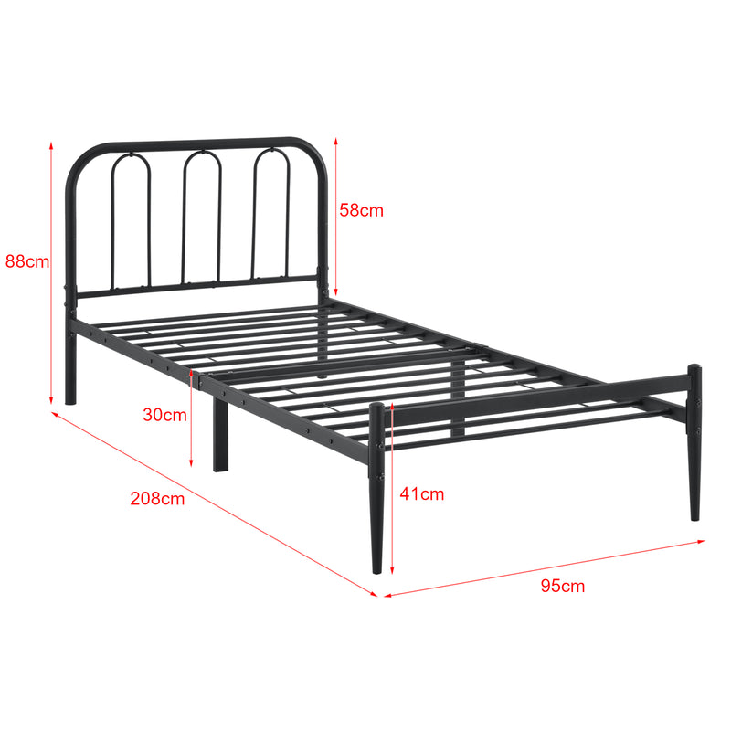 Schizzo in scala Struttura Letto in Metallo con Testiera e Pediera con Materasso a Schiuma Fredda 90/140/160/180 x 200 cm