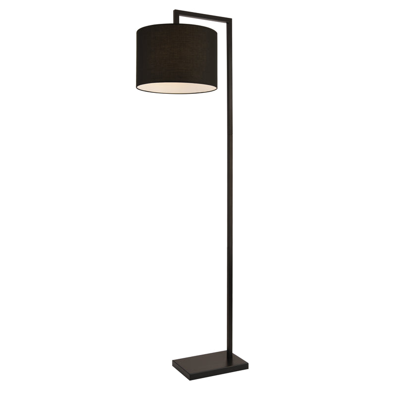 Schizzo in scala Lampada da Terra Alta 161 cm Piantana con Paralume Sospeso Cilindrico in Tessuto E27 60W Lampada a Stelo Nero - lux.pro