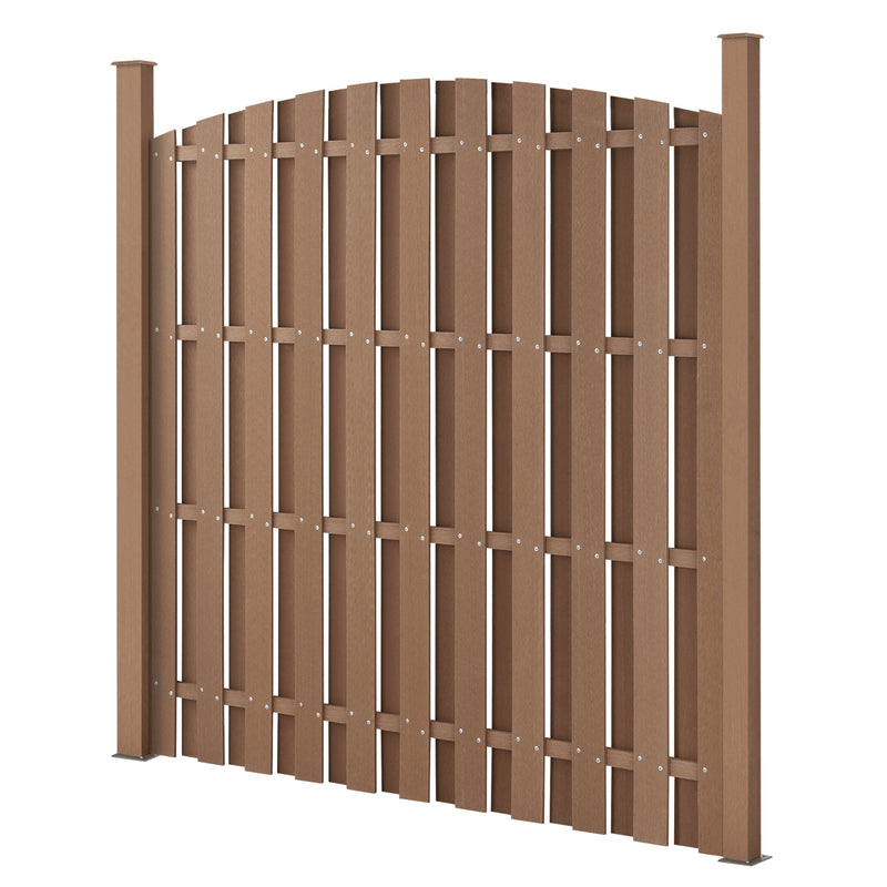 Schizzo in scala Set di Pannelli Steccato ad Arco con Doghe in WPC e Base in Acciaio NEU.HOLZ