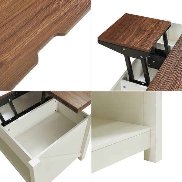 Tavolino da salotto Kasama con piano sollevabile e spazio di stivaggio 110x55x54 cm effetto noce/bianco [en.casa]