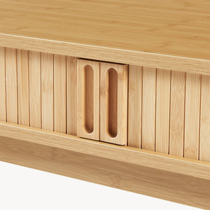 Tavolo a Consolle Tysvær a 2 Ante Scorrevoli in Bambù Naturale 110 x 40 x 78 cm [en.casa]