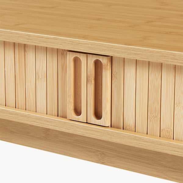 Tavolo a Consolle Tysvær a 2 Ante Scorrevoli in Bambù Naturale 110 x 40 x 78 cm [en.casa]