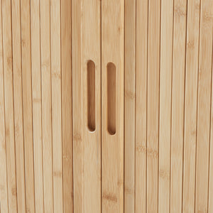 Mobile Contenitore Nordkapp con 2 Ante Scorrevoli in Bambù 100 x 40 x 80 cm - Color Naturale [en.casa]