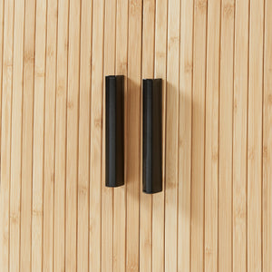 Comò Tvedestrand Portascarpe Mobile Contenitore a 2 Ante Scorrevoli in Bambù 100 x 40 x 80 cm - Naturale/Nero [en.casa]