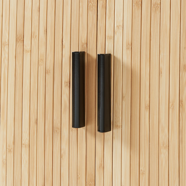 Comò Tvedestrand Portascarpe Mobile Contenitore a 2 Ante Scorrevoli in Bambù 100 x 40 x 80 cm - Naturale/Nero [en.casa]