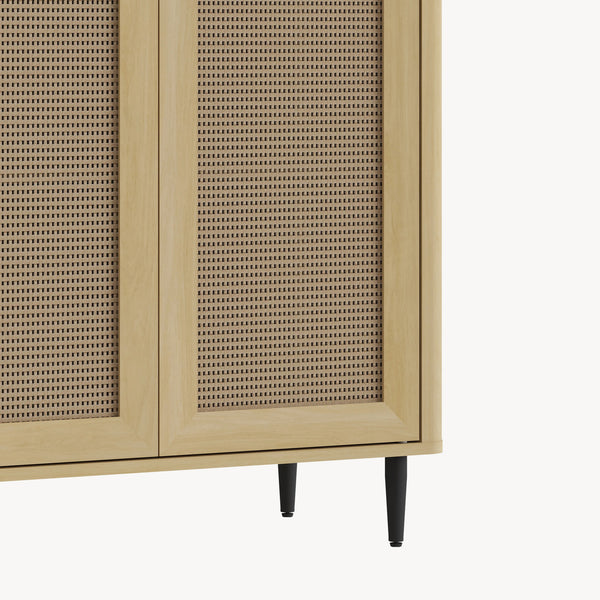 Credenza Bassa Lukhomso Ante con Inserto Intreccio 83x80x40 cm Effetto Rovere [en.casa] 