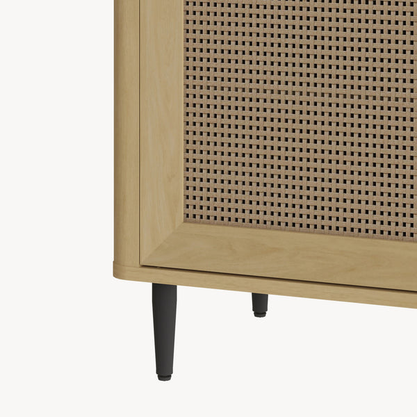 Fernsehschrank Lukhomso 152x40x54 cm Eicheoptik/Rattanoptik [en.casa]