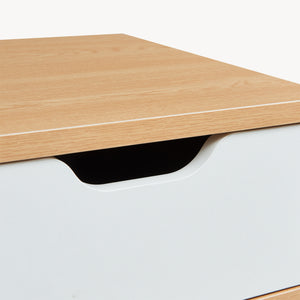 Comodino Bordkak 55x48x30 cm effetto quercia/bianco [en.casa]