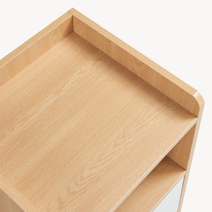 Comodino Bordkak 45x36x34 cm effetto quercia/bianco [en.casa]