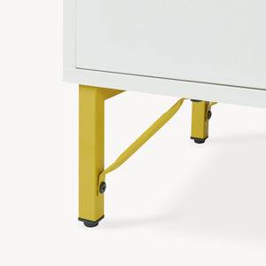 Credenza Reyri Madia Moderna Salvaspazio con 4 Ante 90x80x35 cm Bianco / color Oro [en.casa] 