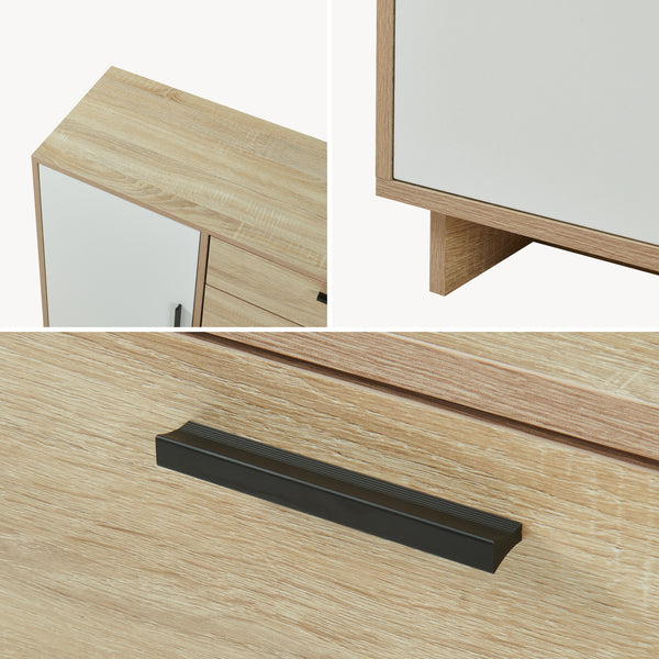 Credenza Kenta 100x35x72 cm effetto quercia Sonoma/bianco [en.casa]