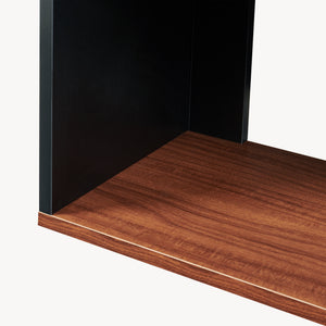 Tavolino Laterale Trond a 2 Scomparti Aperti Mobiletto Multiuso 80 x 29 x 60 cm - Nero/Effetto Noce [en.casa]