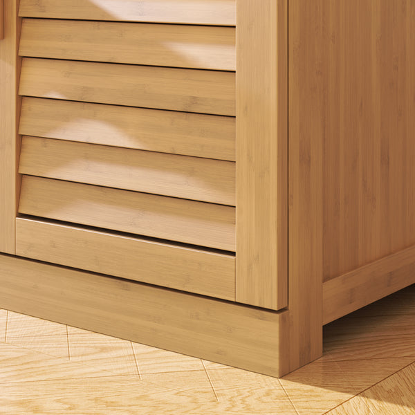 Scarpiera Aarela a 2 Ante con Cassetto e 3 Ripiani in Bambù Naturale 67 x 66 x 34 cm [en.casa]