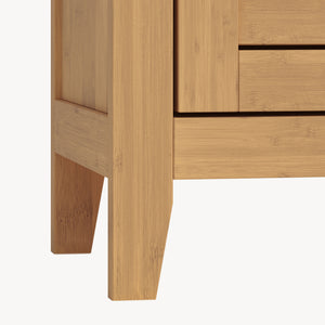 Mobile Contenitore Rirg a 2 Ante e Scomparti Aperti in Bambù Naturale 92 x 50 x 25 cm [en.casa]