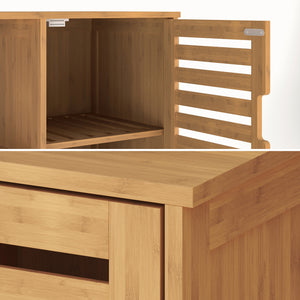 Mobile Contenitore Hakseri a 2 Elementi con Ante e Vani Aperti 87 x 99 x 33 cm in Bambù Naturale [en.casa]