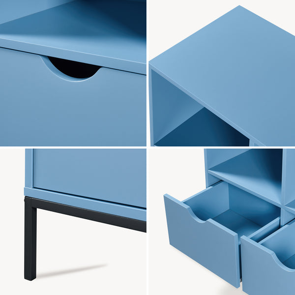 Libreria con 2 cassetti Colwyn 105x80x40 cm Blu [en.casa]