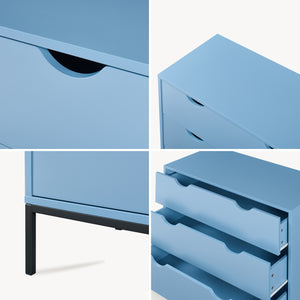 Comò a 3 Cassetti Colwyn Cassettiera Mobile Contenitore 78 x 80 x 40 cm - Blu [en.casa]