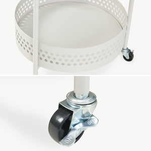 Carrello Portaoggetti Jässaatka a Rotelle Tavolino Rotondo in Acciaio con 2 Ripiani 76 x Ø40 cm - Grigio [en.casa]
