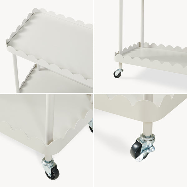 Carrello Portaoggetti Bolmanralu a 2 Ripiani e Rotelle 60 x 61 x 31 cm Struttura in Acciaio - Grigio [en.casa]