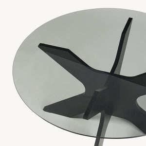 Tavolino Imi con piano in vetro Ø70x35 cm Nero/Grigio [en.casa]