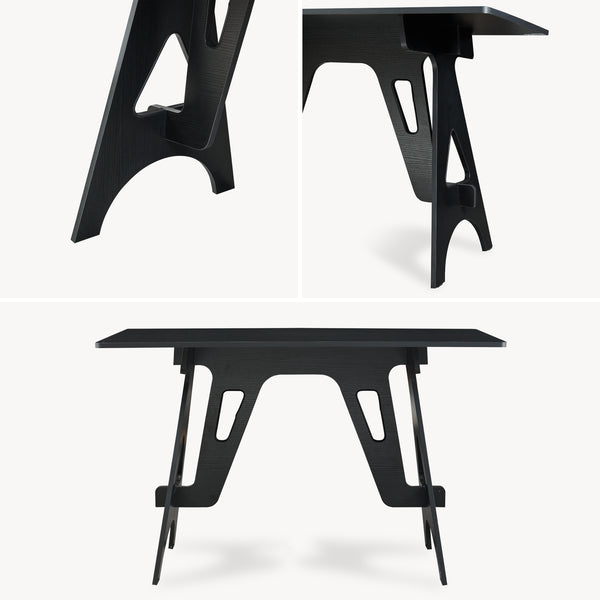 Scrivania Bostenenna con Struttura Geometrica 120 x 60 x 75 cm - Nero Effetto Legno [en.casa] 