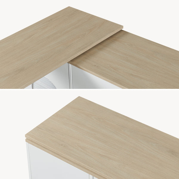 Scaffale da Cucina Kudebola con Bancone da Bar Estraibile e Girevole 115 x 40 x 94 cm - Effetto Rovere / Bianco [en.casa]