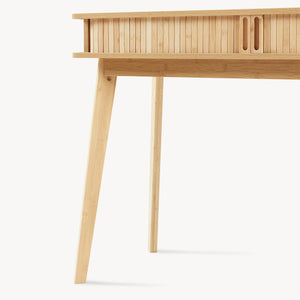 Tavolo a Consolle Tysvær a 2 Ante Scorrevoli in Bambù Naturale 110 x 40 x 78 cm [en.casa]