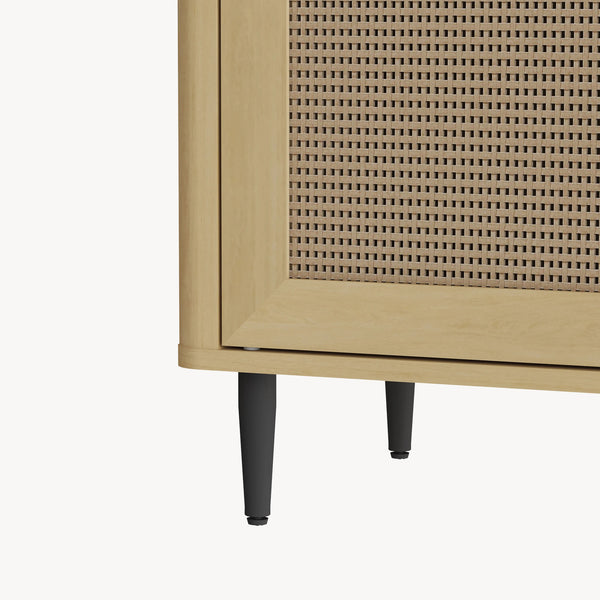 Credenza Bassa Lukhomso Ante con Inserto Intreccio 83x80x40 cm Effetto Rovere [en.casa] 