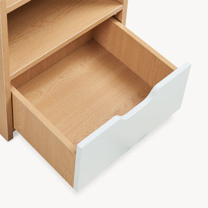 Comodino Bordkak 45x36x34 cm effetto quercia/bianco [en.casa]