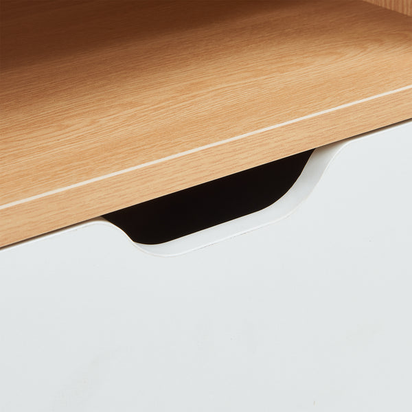 Comodino Bordkak con ripiano 75x35x30 cm effetto quercia/bianco [en.casa]