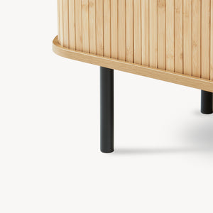 Comò Tvedestrand Portascarpe Mobile Contenitore a 2 Ante Scorrevoli in Bambù 100 x 40 x 80 cm - Naturale/Nero [en.casa]