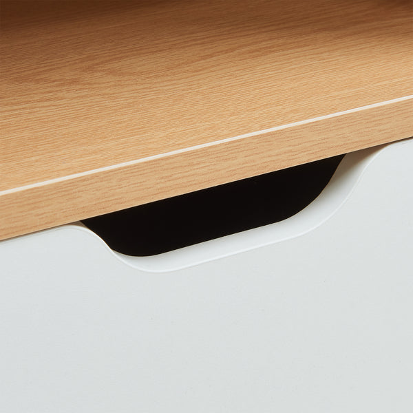 Comodino Bordkak 45x36x34 cm effetto quercia/bianco [en.casa]