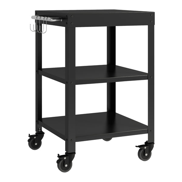 Set Bolognano Mobili da Esterno in Acciaio - Bancone Armadietto e Carrello Portavivande - Nero opaco casa.pro